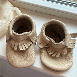 Freshly Picked Cream Fringe Moccasins for Babies